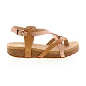 Volatile Engie Women 10 Tan Strappy Wedge Sandals Adjustable Buckle Comfort Shoe